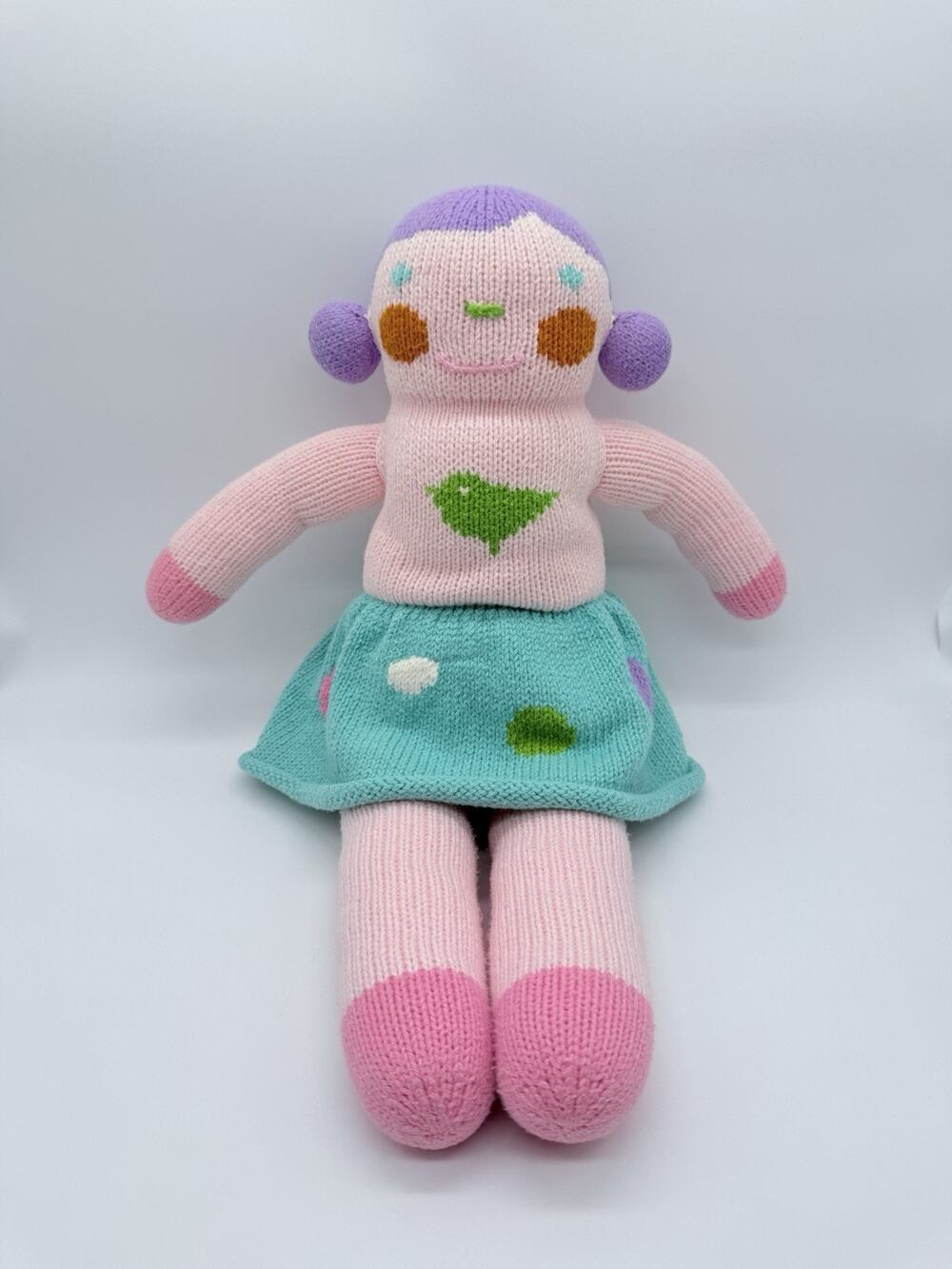 BlaBla Violet Doll Handmade Knit Plush 100% Cotton Stuffed Heirloom Girl 17”